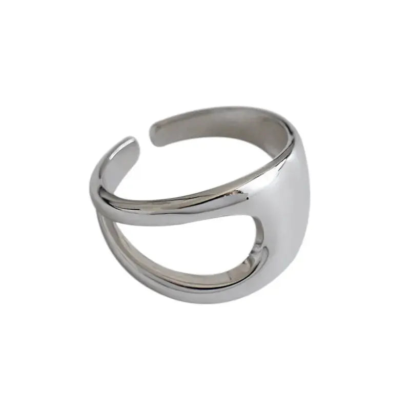 Lovcia Fashion Irregular Hollow New 925 Sterling Silver Adjustable Ring-Rings-Rhodium-Rhodium