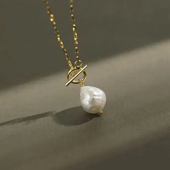 Lovcia Fashion Irregular Natural Pearl 925 Sterling Silver Necklace-Necklaces-
