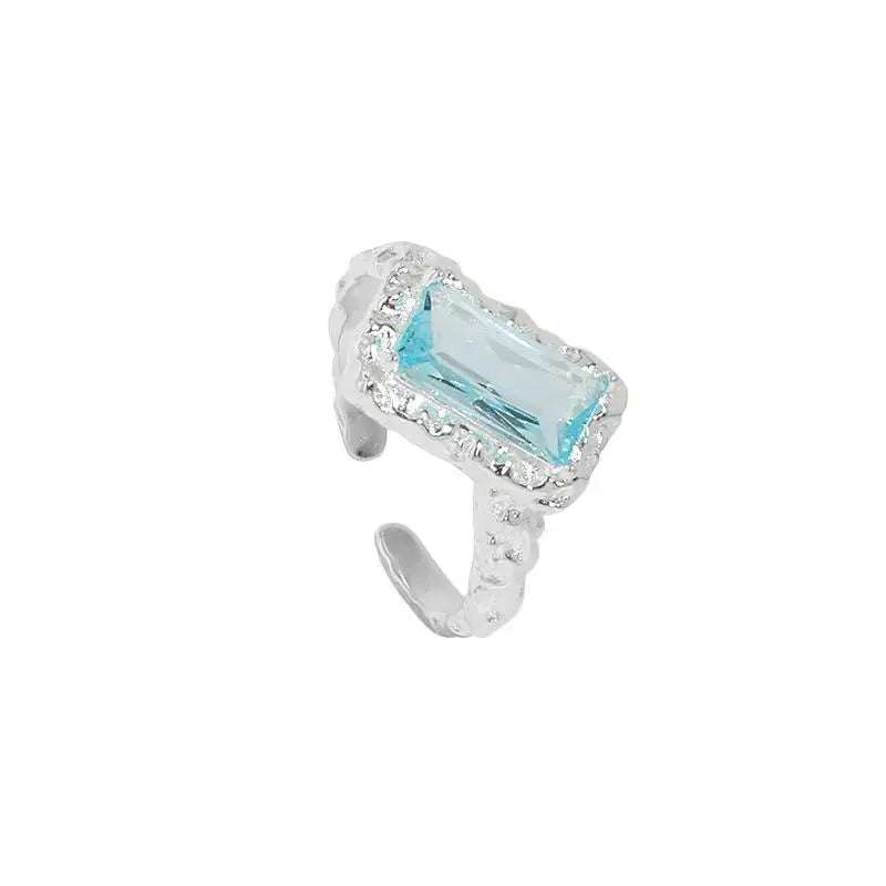 Lovcia Fashion Irregular Rectangle Geometry 925 Sterling Silver Adjustable Ring-Rings-Silver-Silver