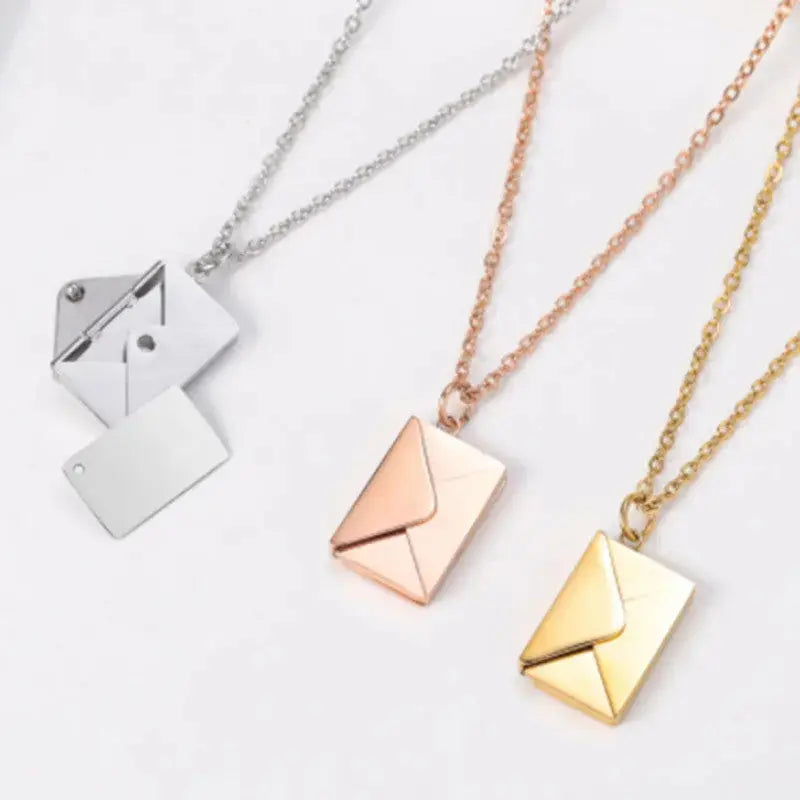 Lovcia Fashion Jewellery Envelop Necklace Women Lover Letter Pendant Best Gifts For Girlfriend-Necklaces-Gift box-Gift box