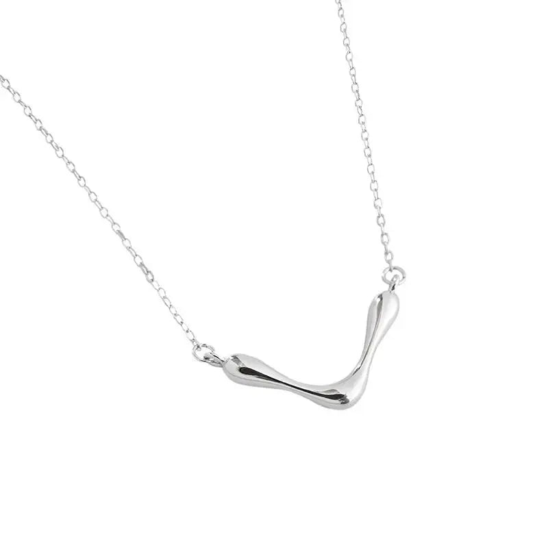 Lovcia Fashion Letter V Shape 925 Sterling Silver Necklace-Necklaces-Yellow Gold-Yellow Gold