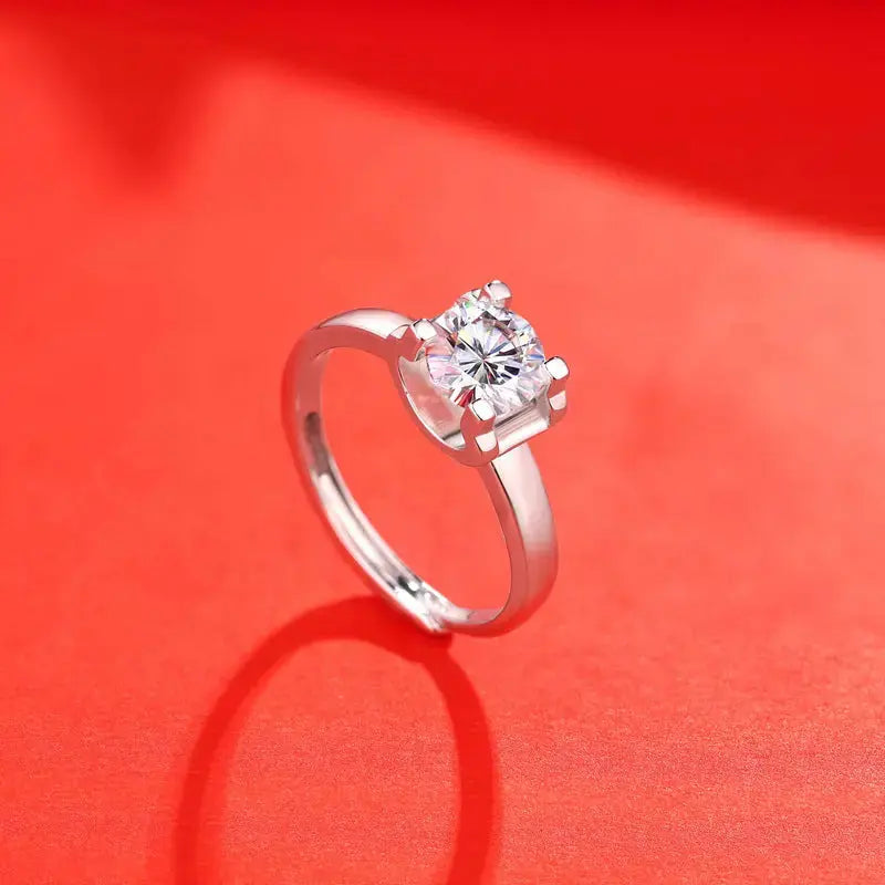 Lovcia Fashion Moissanite CZ Geometry Square 925 Sterling Silver Adjustable Ring-Rings-0.5 Carat (Certificate Included)-0.5 Carat (Certificate Included)