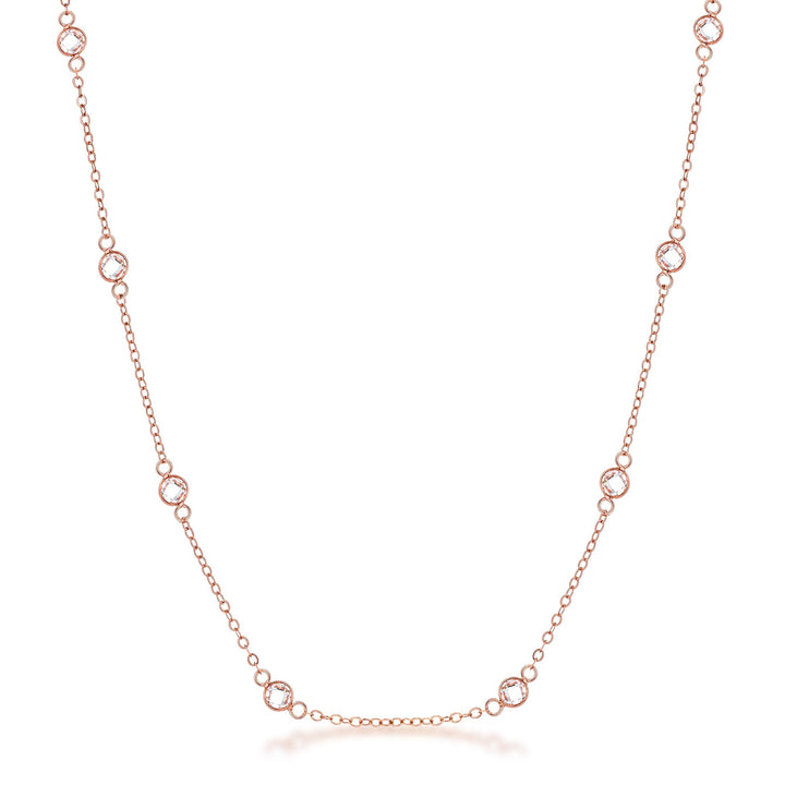 Buy LOVCIA Rose Goldtone Saturn Necklace with Clear CZ Round Bezel Accents - Latest women's necklace