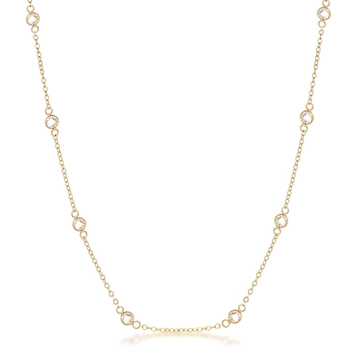 Buy LOVCIA Rose Gold Plated Saturn Necklace with Clear CZ Bezel Accents - Latest women's necklace