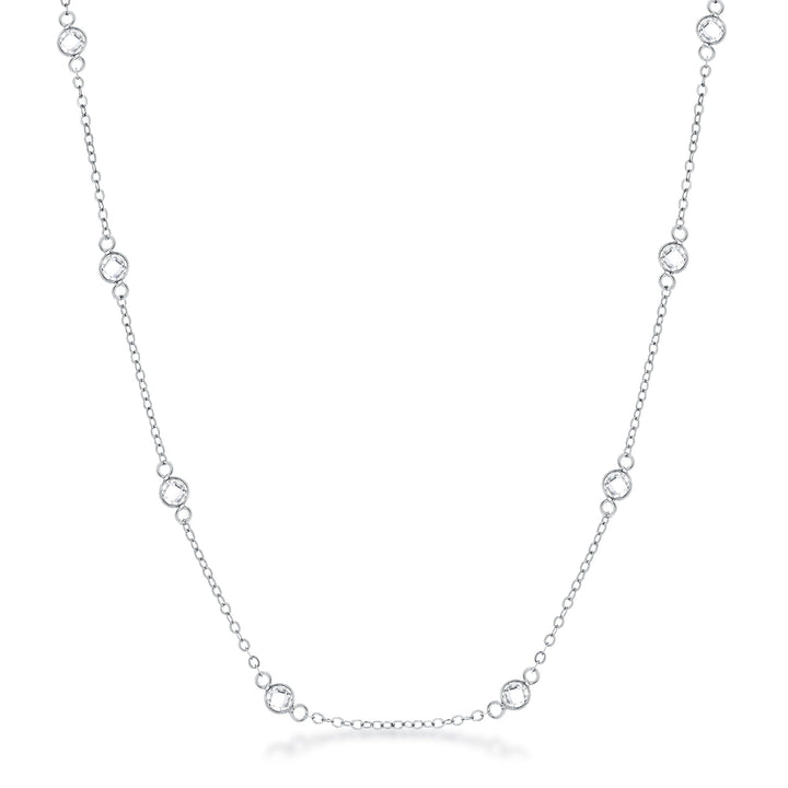 Buy LOVCIA Sleek Rhodium-Plated Saturn Necklace with Dainty CZ Accents - Latest women's necklace