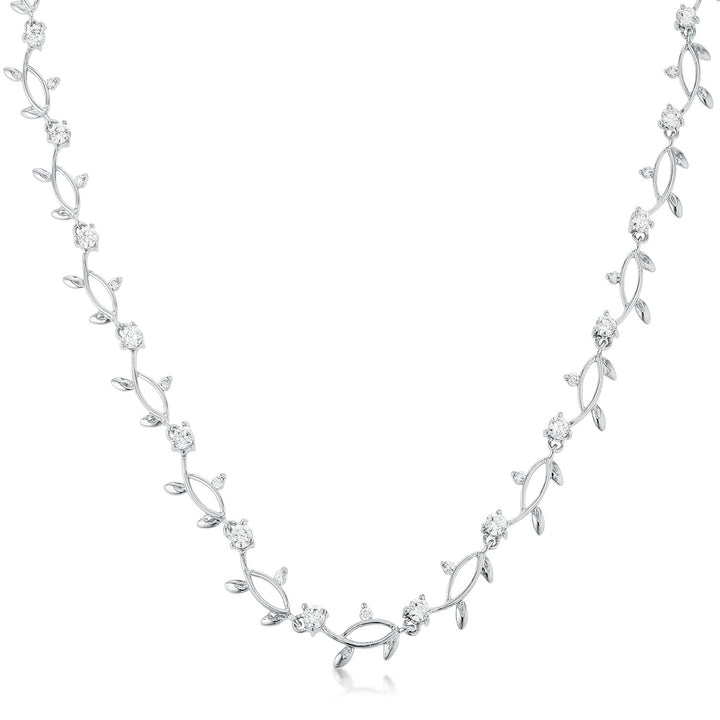 Buy LOVCIA Sleek Rhodium-Plated Vine Necklace - Latest women's necklace