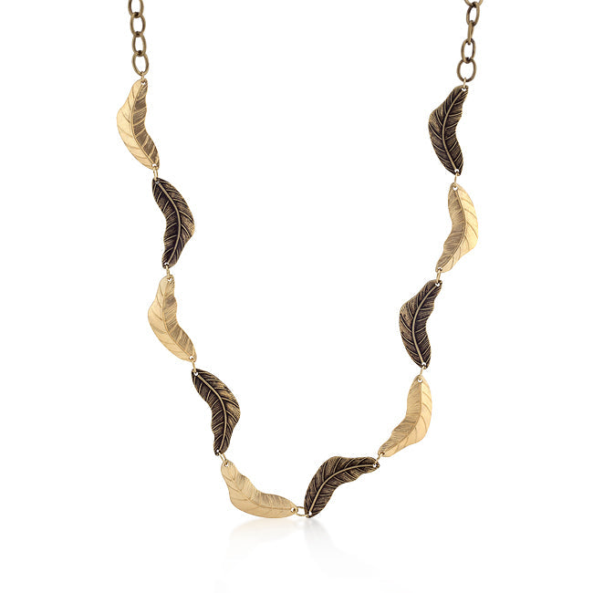 Buy LOVCIA Antique Bronze Leafy Design Necklace with Two-tone Finish - Latest women's necklace