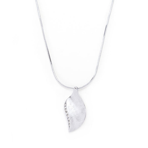 Buy LOVCIA Dazzling Crystal Leaf Pendant with Platinum Luster Finish - Latest women's necklace