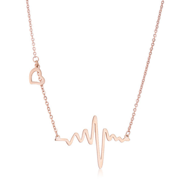 Buy LOVCIA Rose Gold Heartbeat Stainless Steel Necklace - Latest women's necklace