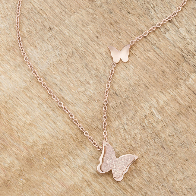 Buy LOVCIA Elegant Butterfly Necklace in Rose Gold Stainless Steel - Latest women's necklace