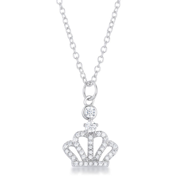 Buy LOVCIA Dazzling Rhodium-Plated CZ Crown Pave Pendant Necklace - Latest women's necklace