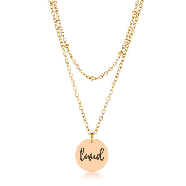 Buy LOVCIA Gold-Plated Double Layer Necklace with LOVED Inscribed Pendant - Latest women's necklace