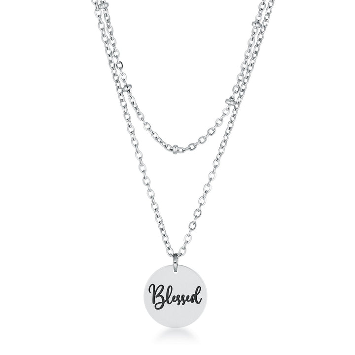 Buy LOVCIA Stylish Silver Blessed Pendant Necklace with Saturn Chain Details - Latest women's necklace