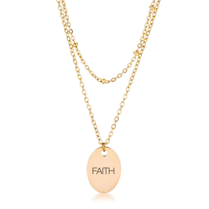 Buy LOVCIA 18k Gold Overlay Double Chain Inspirational Faith Pendant Necklace - Latest women's necklace