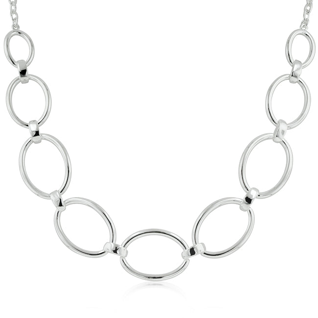 Buy LOVCIA Graceful Rhodium-Plated Oval Link Necklace - Latest women's necklace