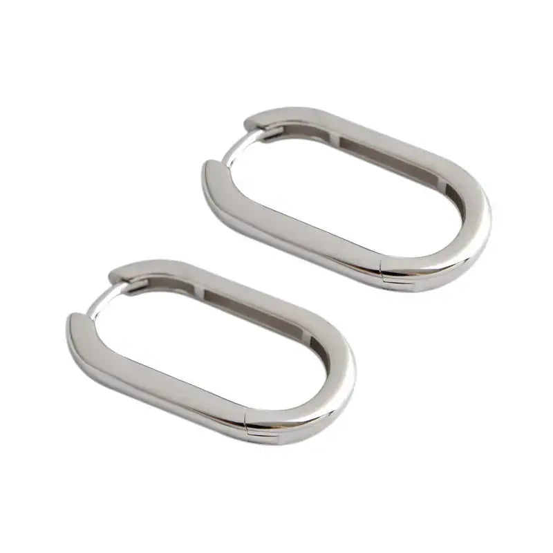 Lovcia Fashion New Geometry U Shape 925 Sterling Silver Hoop Earrings-Earrings-Rhodium-Rhodium