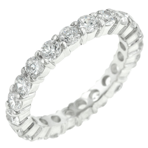 Lovcia Fashion Regal Splendor Rhodium-Plated Sterling Silver Eternity Ring-Rings-5-5