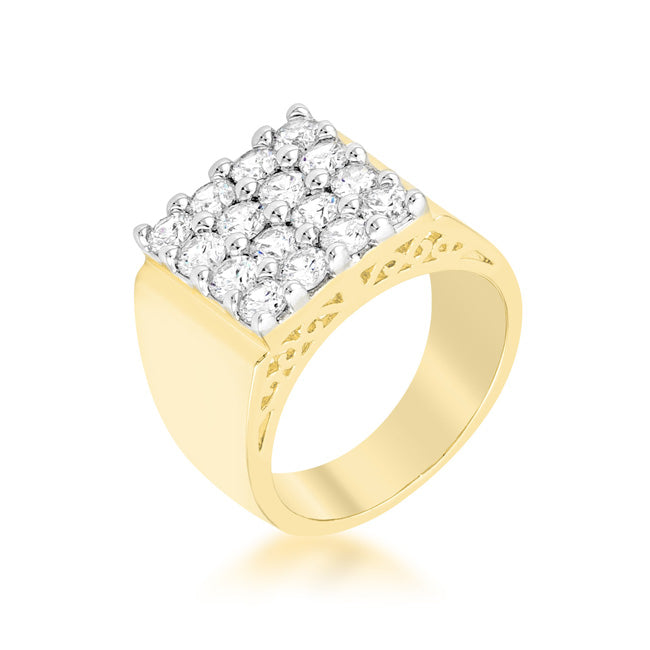 LOVCIA Radiant Cubic Zirconia Men's Square Ring