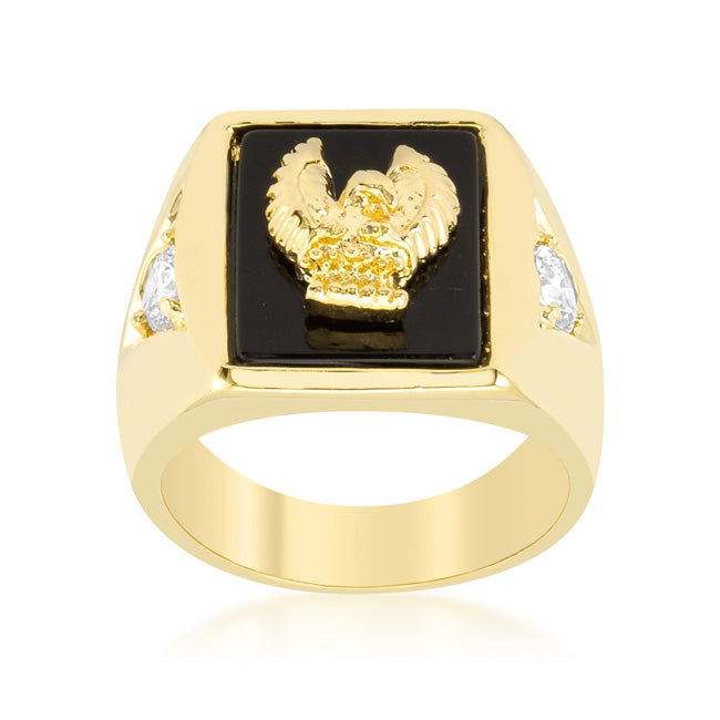 LOVCIA Luxurious Golden Eagle Men's Gold-Plated Ring