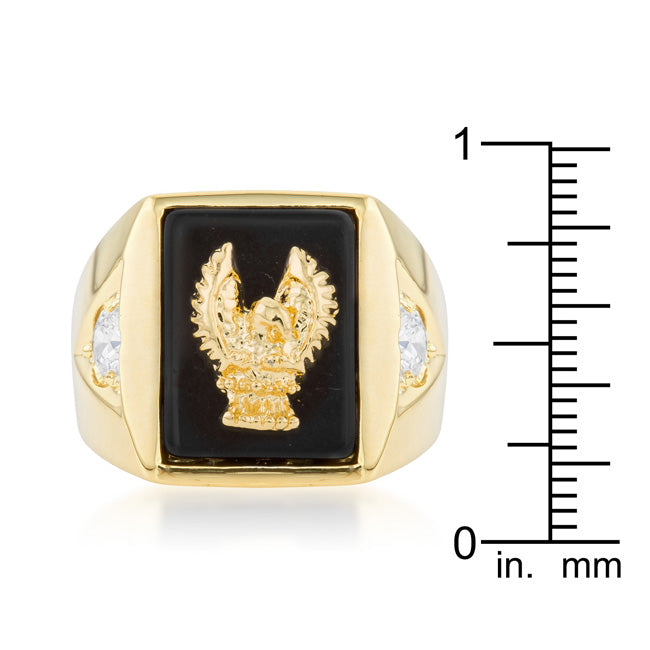 LOVCIA Luxurious Golden Eagle Men's Gold-Plated Ring