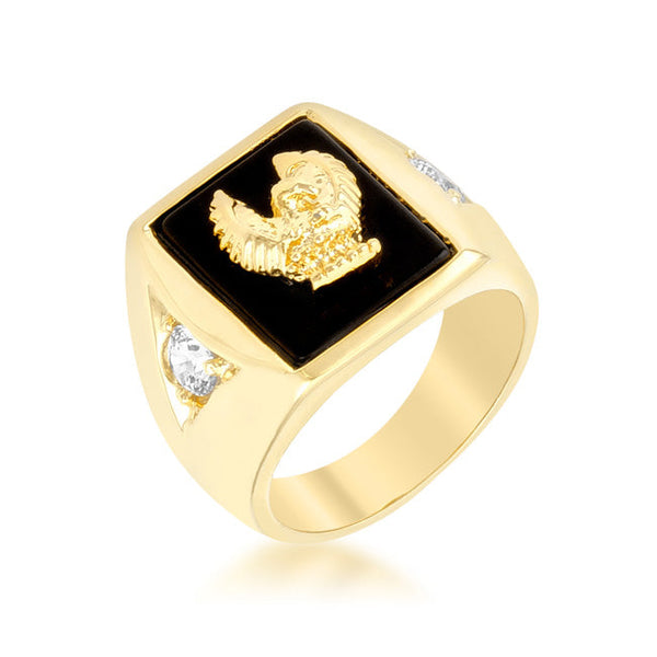 LOVCIA Luxurious Golden Eagle Men's Gold-Plated Ring