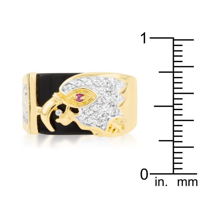 LOVCIA Majestic Eagle Men's Ring with Cubic Zirconia and Onyx