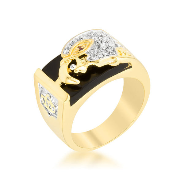 LOVCIA Majestic Eagle Men's Ring with Cubic Zirconia and Onyx