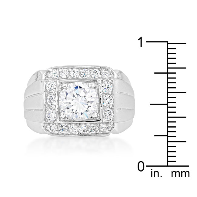 LOVCIA Elegant Men's Two-Tone Cubic Zirconia Ring with Platinum Luster