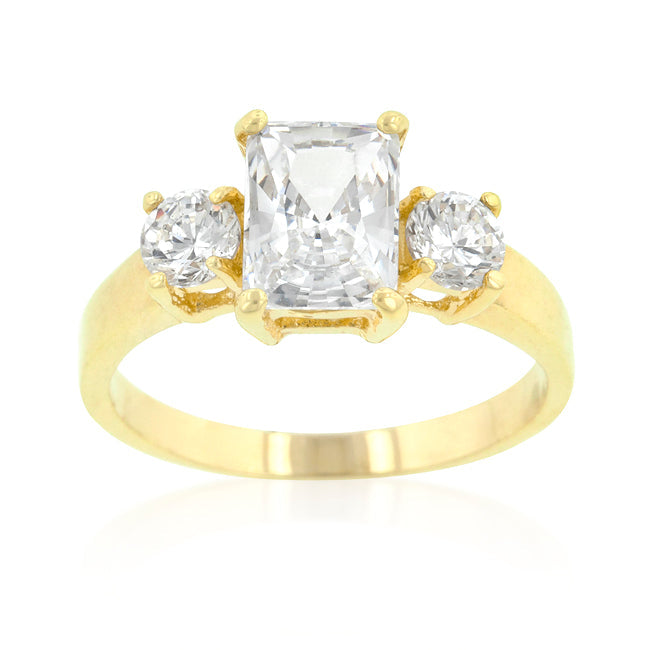 LOVCIA Radiant Trio Cubic Zirconia Gold-Plated Ring