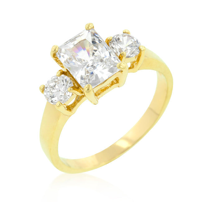 LOVCIA Radiant Trio Cubic Zirconia Gold-Plated Ring