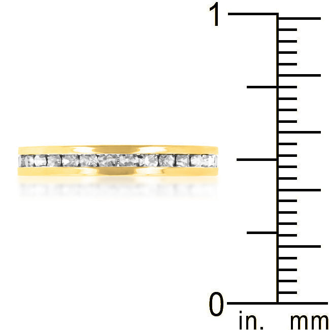 LOVCIA Golden Shine Elegant Crystal Gold-Plated Eternity Band Ring