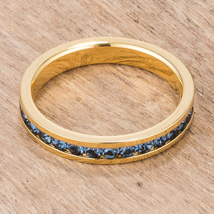 LOVCIA Sleek Brilliance Blue Gold Eternity Ring