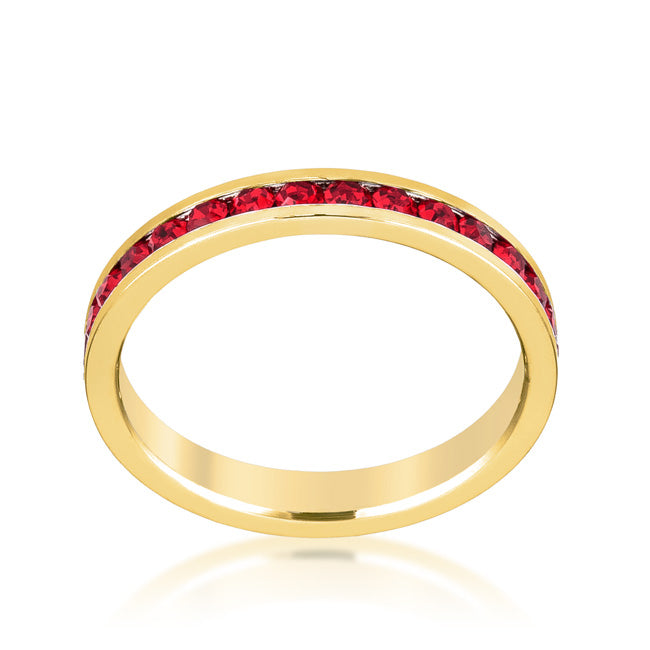 LOVCIA Elegant Ruby Red Gold-Plated Eternity Ring