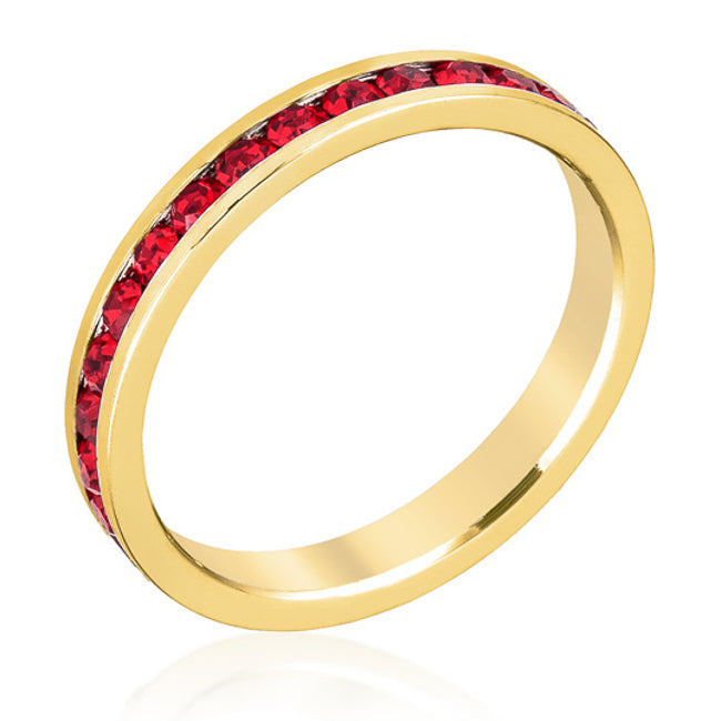 LOVCIA Elegant Ruby Red Gold-Plated Eternity Ring