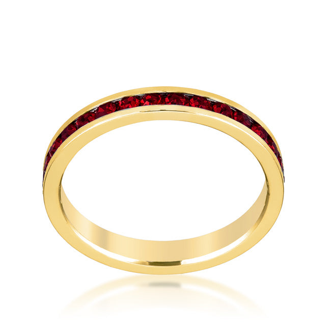 LOVCIA Garnet-Studded Gold Eternity Band with Crystal Accents