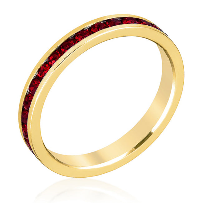 LOVCIA Garnet-Studded Gold Eternity Band with Crystal Accents