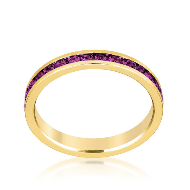 LOVCIA Purple Crystal Eternity Band in 18k Gold Plated Stackable Design