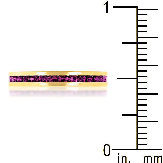 LOVCIA Purple Crystal Eternity Band in 18k Gold Plated Stackable Design