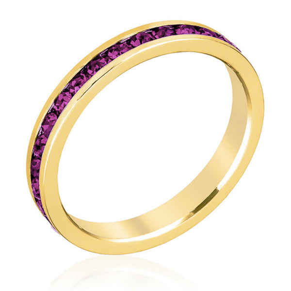 LOVCIA Purple Crystal Eternity Band in 18k Gold Plated Stackable Design