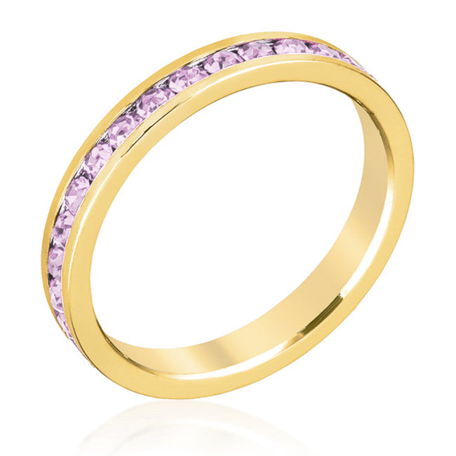 LOVCIA Lavender Crystal Gold Plated Eternity Stacker Ring