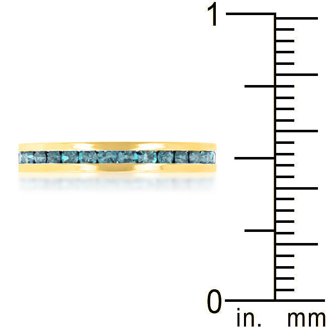 LOVCIA Elegant Aqua Crystal Gold Eternity Band