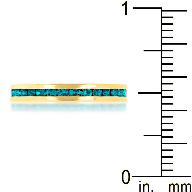 LOVCIA Elegant Turquoise Crystal Gold Eternity Band Ring