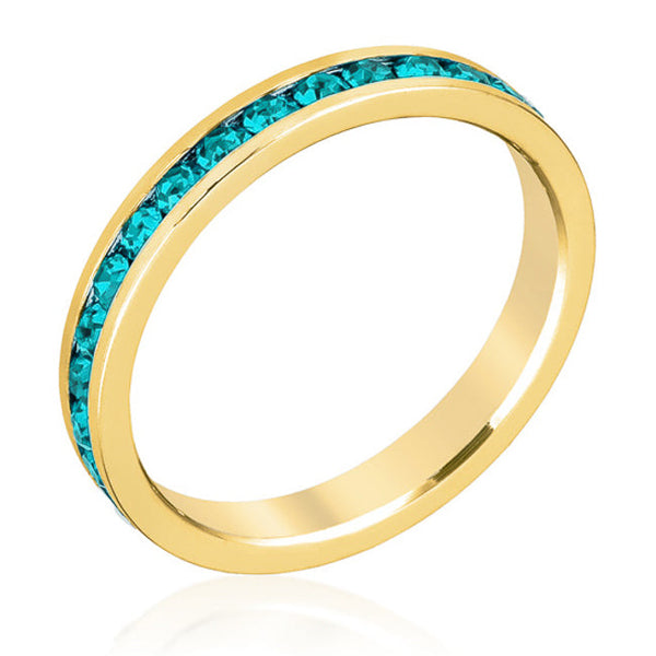 LOVCIA Elegant Turquoise Crystal Gold Eternity Band Ring