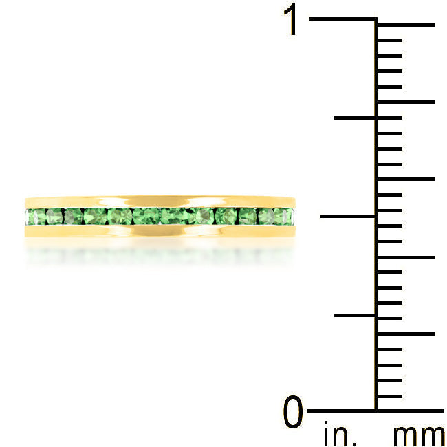 LOVCIA Elegant Peridot Crystal Gold-Plated Eternity Band Ring