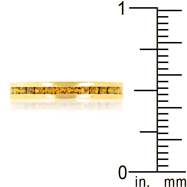 LOVCIA Elegant Yellow Crystal Gold-Plated Eternity Band Ring