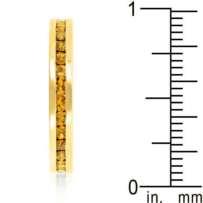 LOVCIA Elegant Yellow Crystal Gold-Plated Eternity Band Ring