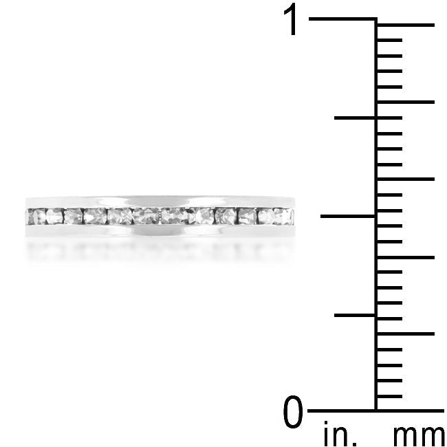 LOVCIA Elegant Eternity Band with Genuine Rhodium Plating and Clear Crystals