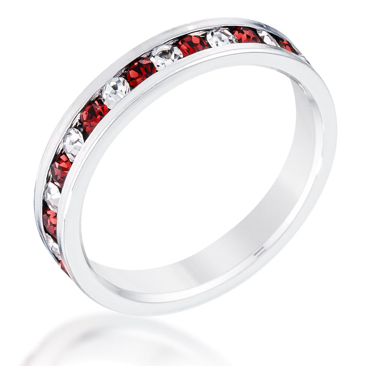 LOVCIA Red and Clear Crystal Channel Set Eternity Band