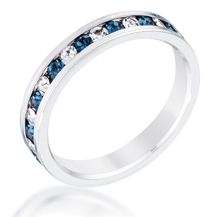 LOVCIA Alternating Blue and Clear Crystal Channel Set Eternity Band