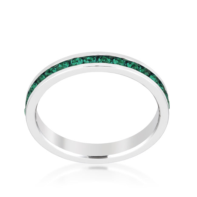 LOVCIA Elegant Emerald Crystal Channel-Set Eternity Band